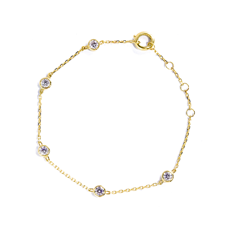 5 Dispersed Bubble Bezel Lab Diamond Bracelet With 3 Adjustable Chains
