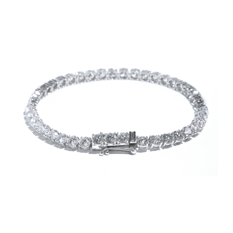 4 Prong Dual Layer Open Gallery Round Lab Created Diamond Tennis Bracelet
