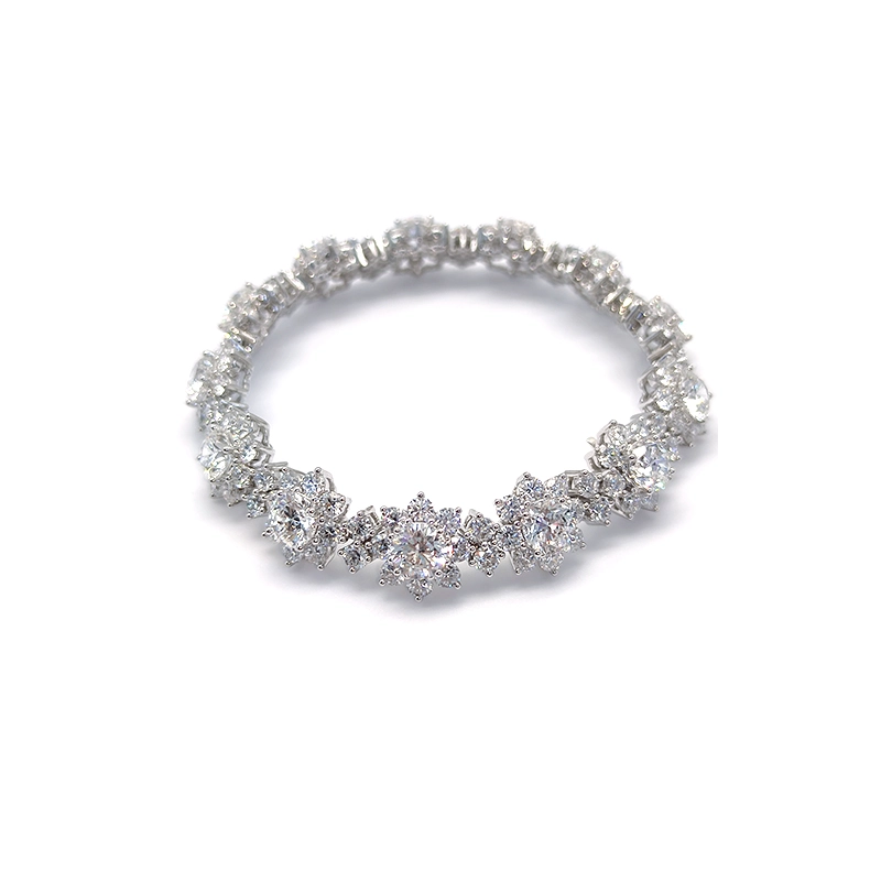 Sparkling Continuous Floral Motif Ethical Lab Diamond Bracelet in White Gold