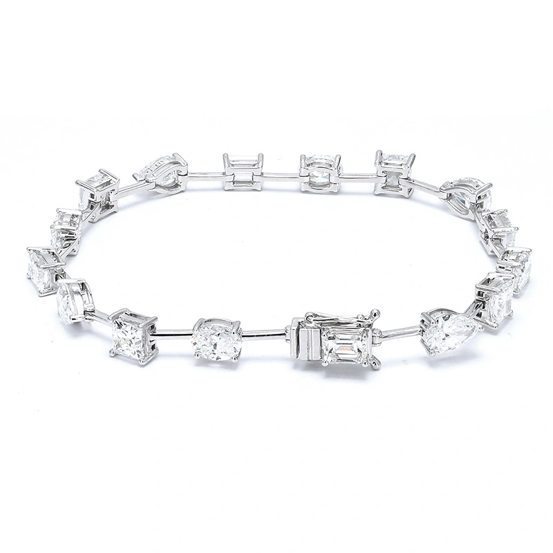 Fancy Shape Dual Layer Open Gallery Alternating Lab Diamond Tennis Bracelet