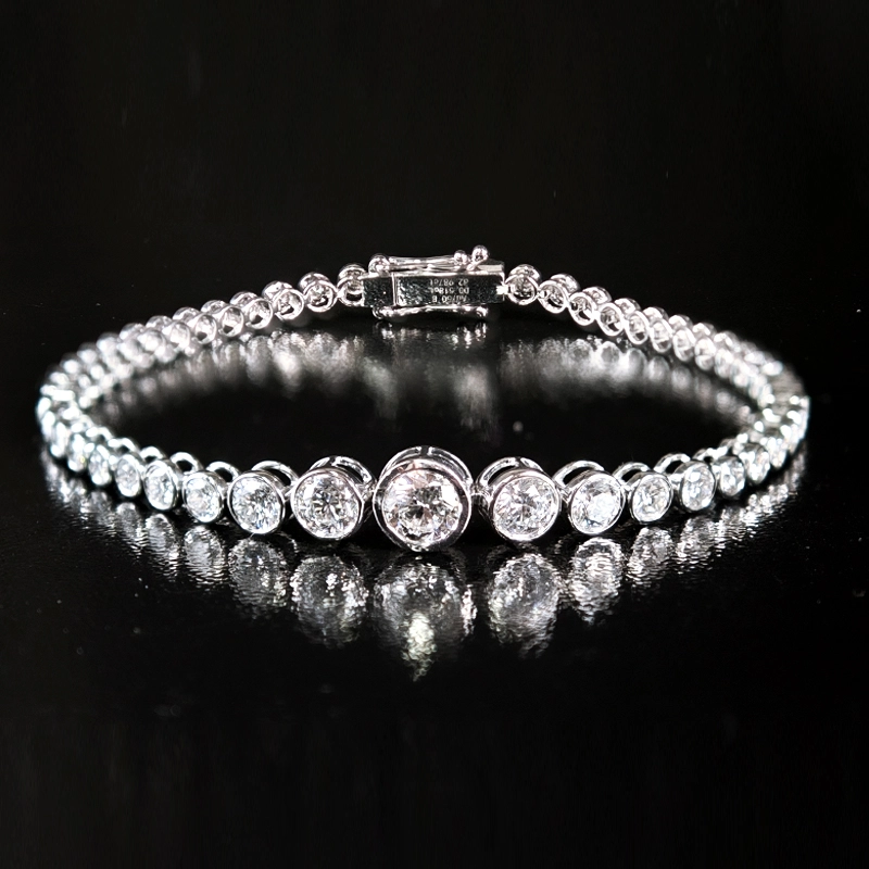 Continuous Bubble Bezel Set Dual Layer Open Gallery Diamond Tennis Bracelet