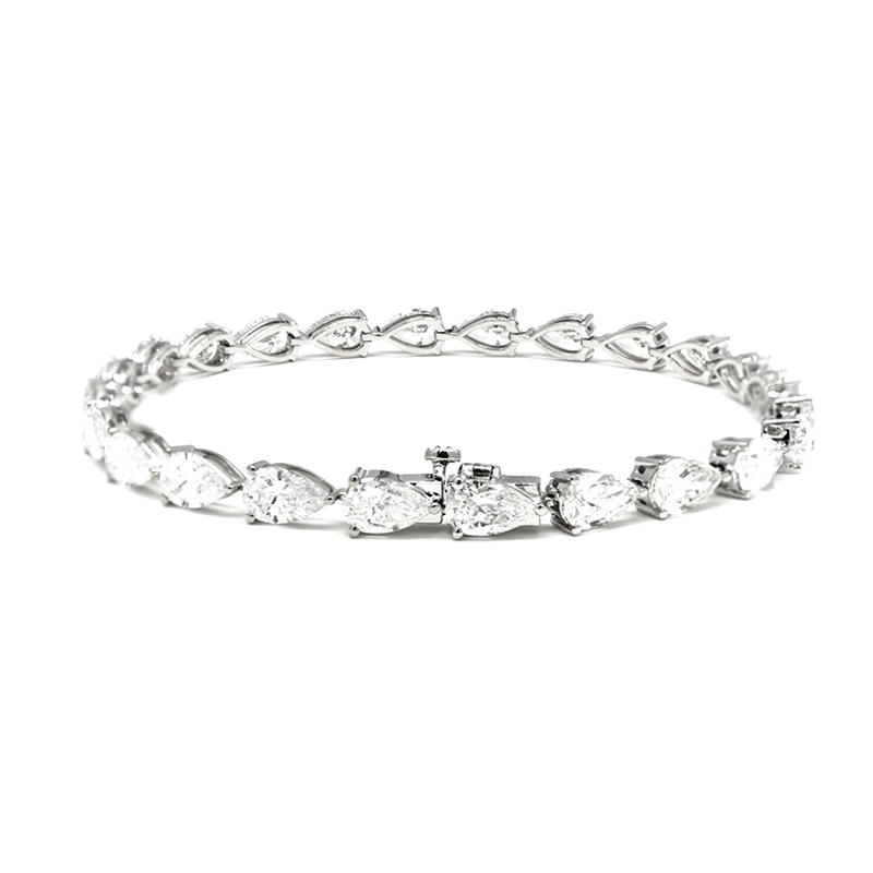Continuous 3 Prong Pear Cut Diamond Open Gallery & Open Bottom Set Tennis Bracelet
