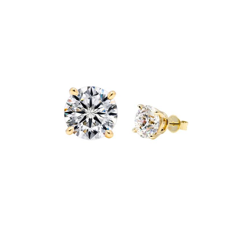 Classic Minimalist 4 Prong Round Cut Ethical Man Made Diamond Stud Earrings
