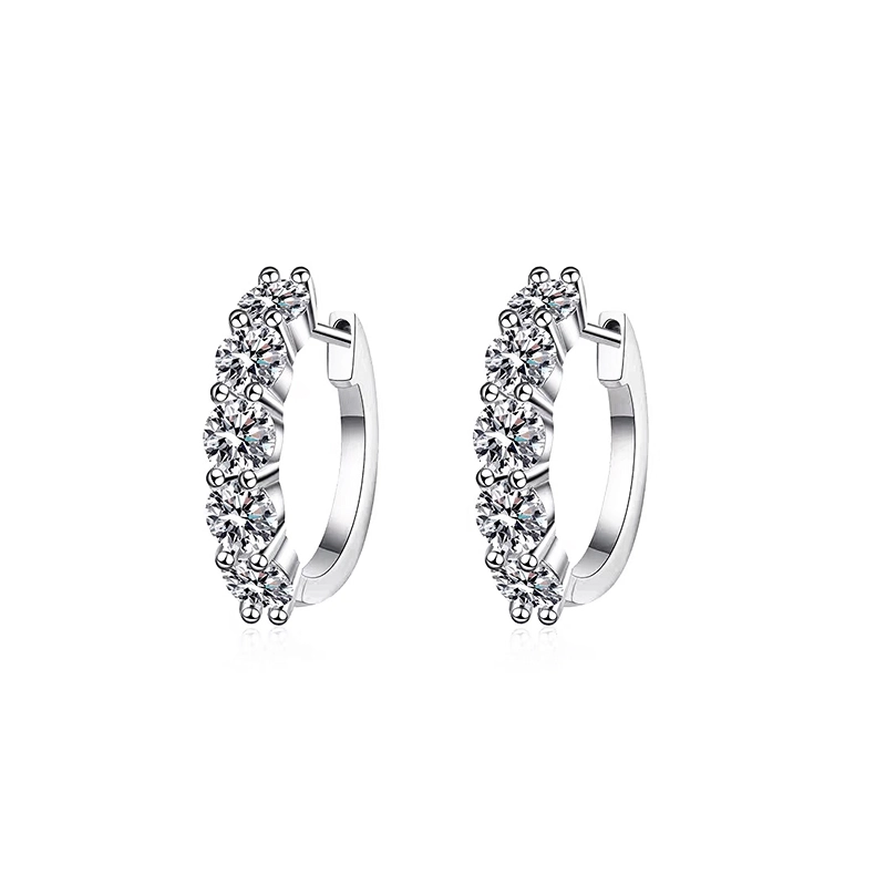 Half Eternity 5 Stone Shared Prong Lab Created Diamond Huggie Earrings
