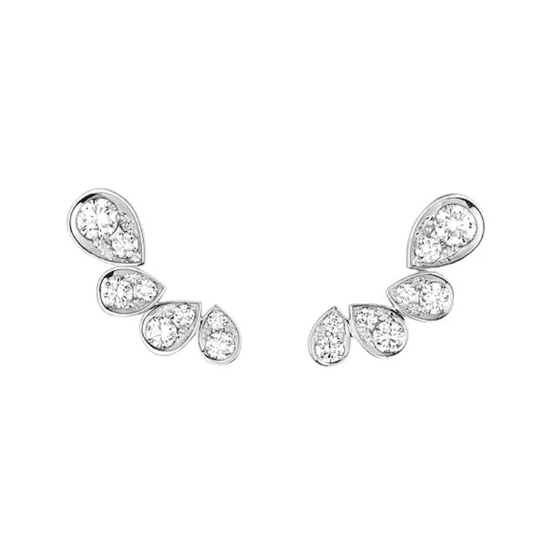 Delicate Cascading Pear Cut Bezel Lab Grown Diamond Crawler Earrings