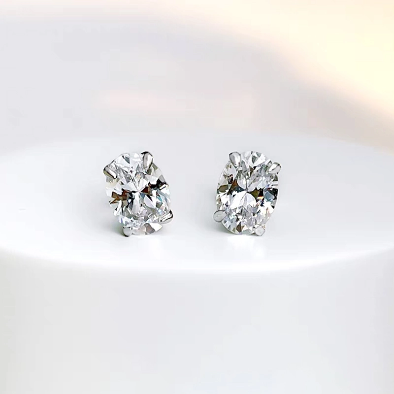 Timeless 4 Prong Oval Cut Solitaire Lab Diamond Stud Earrings