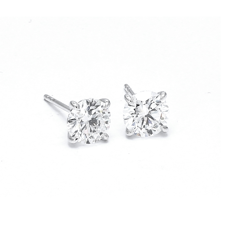 Timeless 4 Prong Round Cut Ethical Lab Created Diamond Stud Earrings