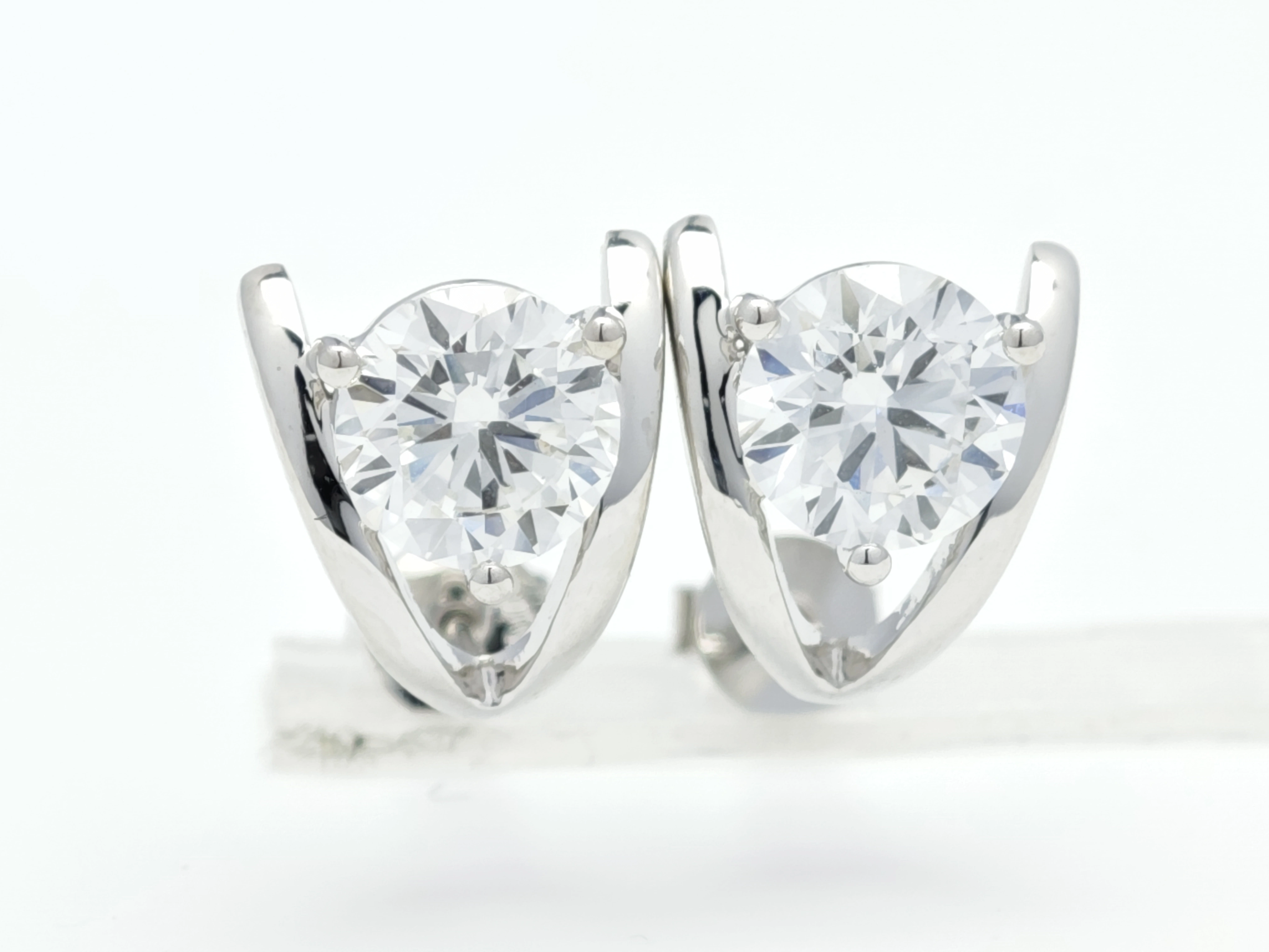 Pear Shape Three-Prong Lab Grown Diamond Sculptural Frame Huggie Earrings
