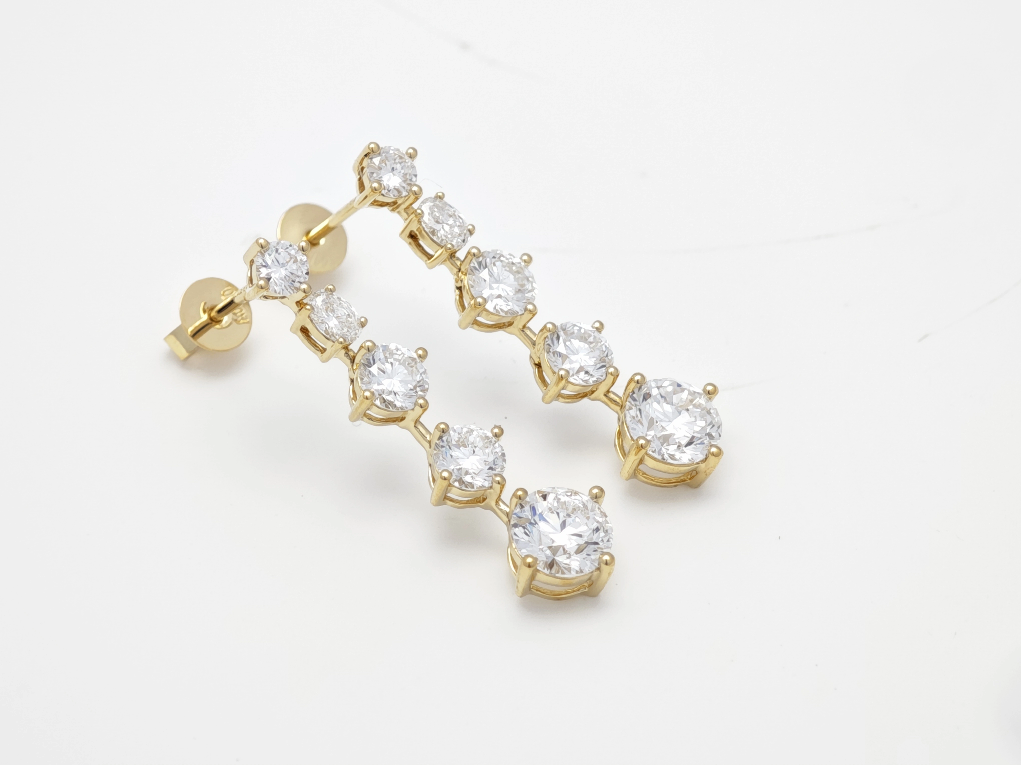 Graduated Size Round Man Made Diamond Linear Drop Ear Climber Earrings