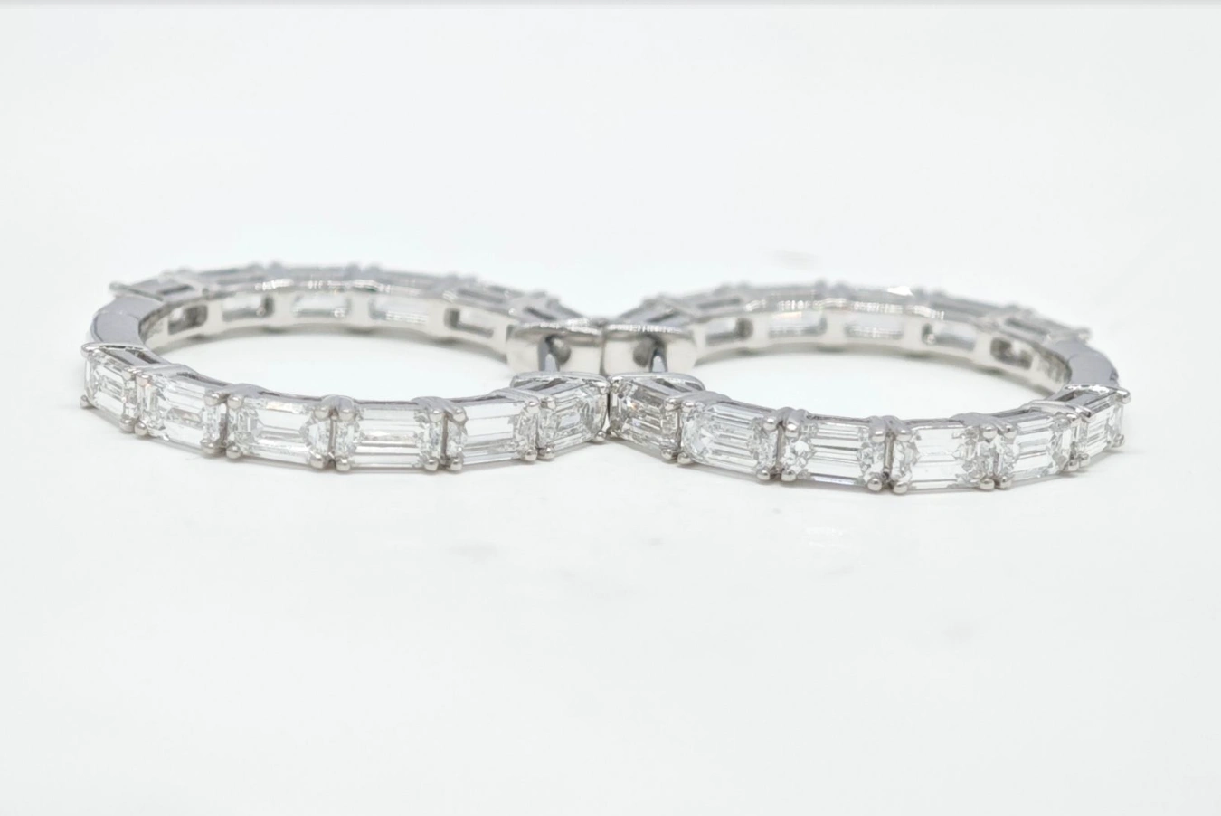 Emerald Cut Channel Set Lab Cultured Diamond Matching Hoop Earrings