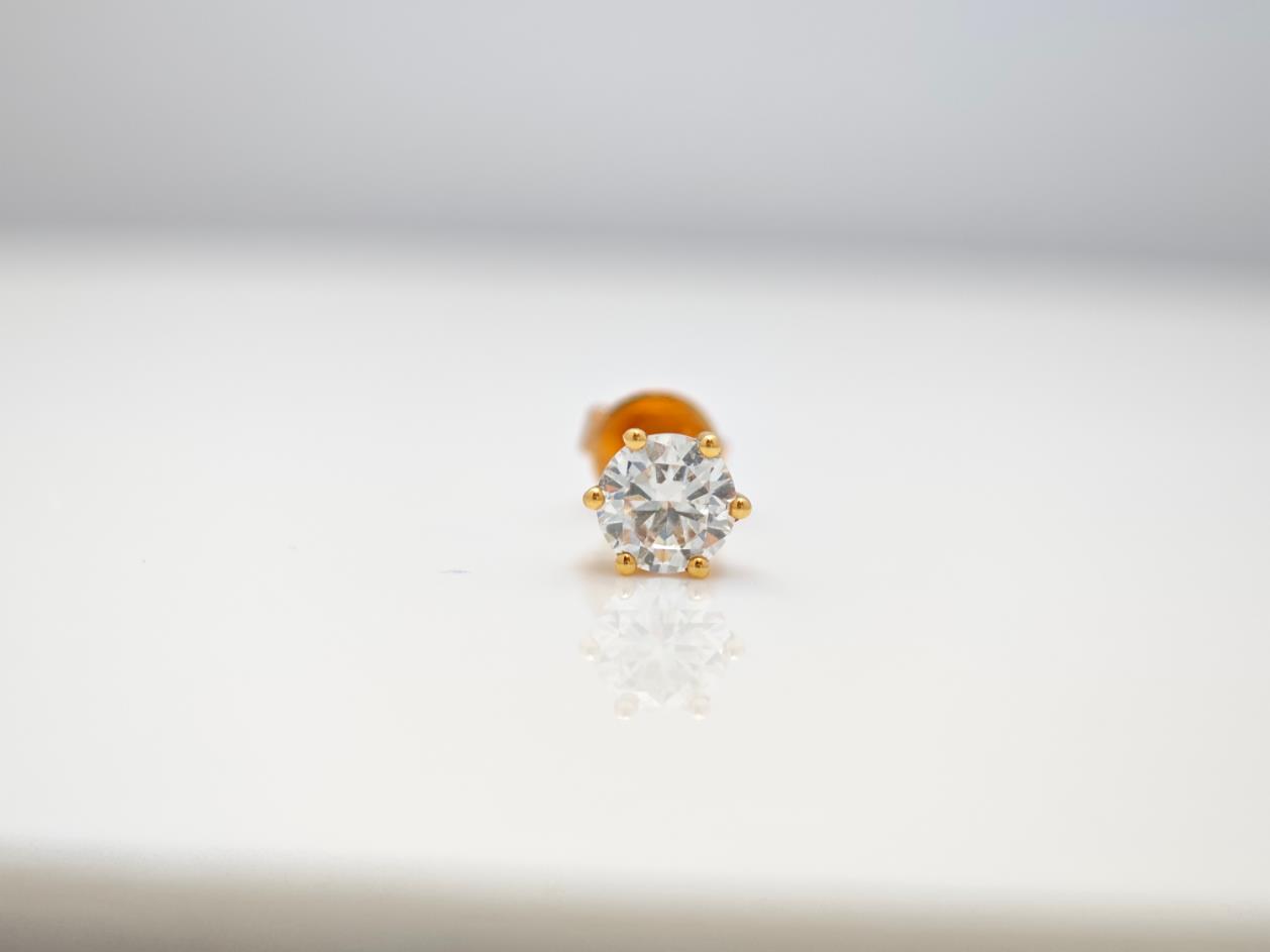 Classic Six-Prong Round Man Made Diamond Mini Solitaire Stud Earring
