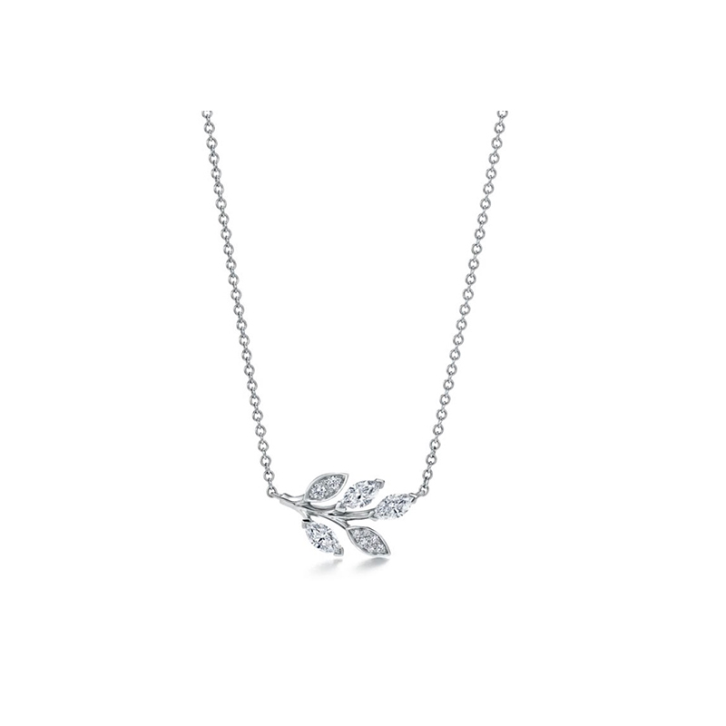 Art Deco Olive Branch Motif Synthetic Diamond Necklace