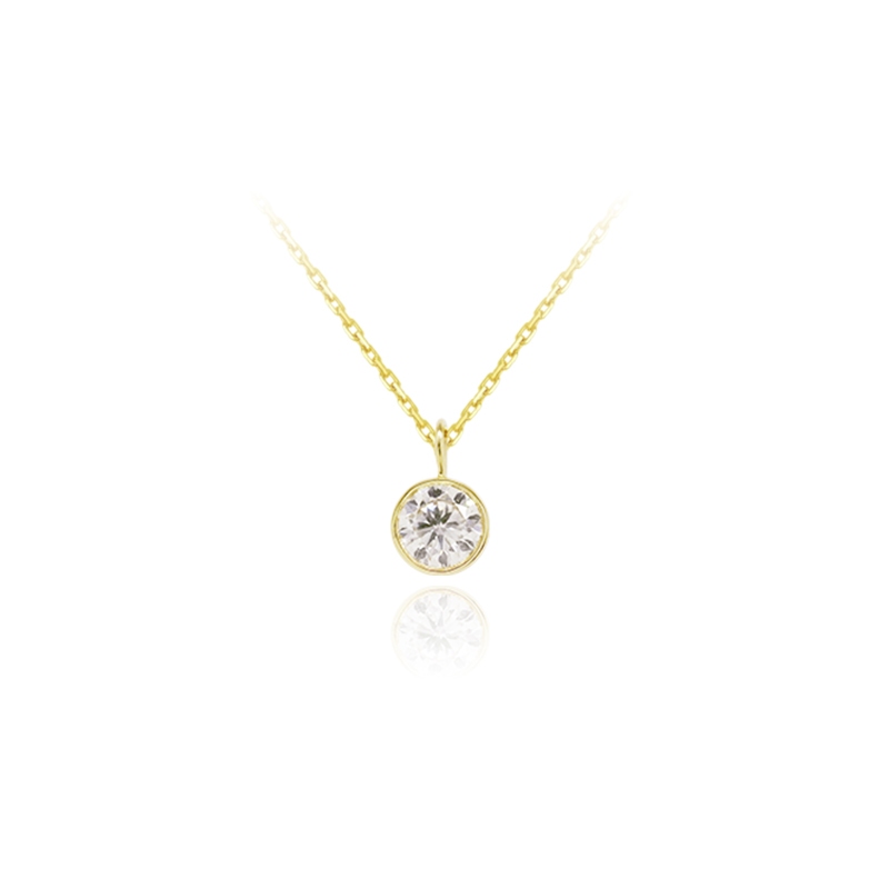 Bubble Bezel Set Round Solitaire Lab Created Diamond Necklace