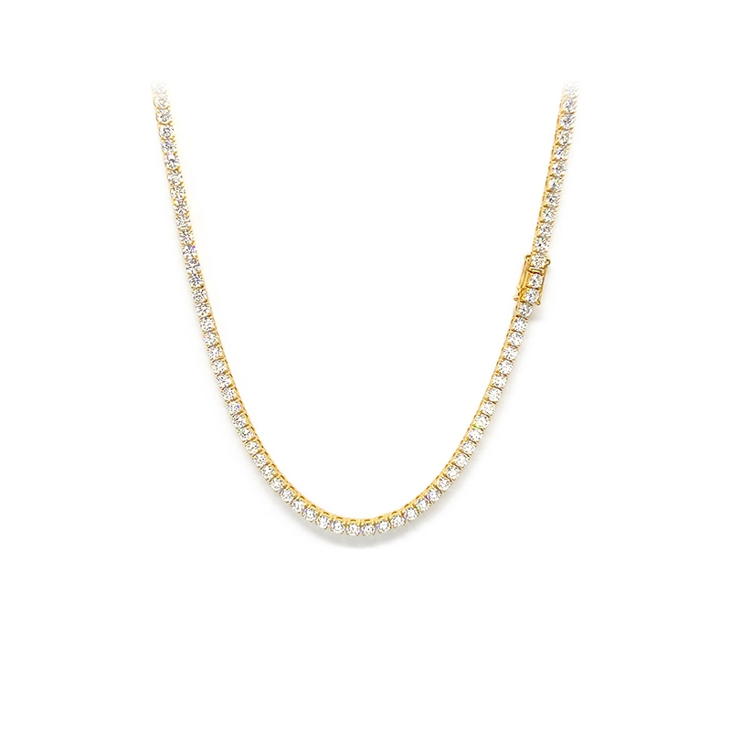 Continuous Linked 4-Prong Individual Square Set Lab Diamond Tennis Necklace