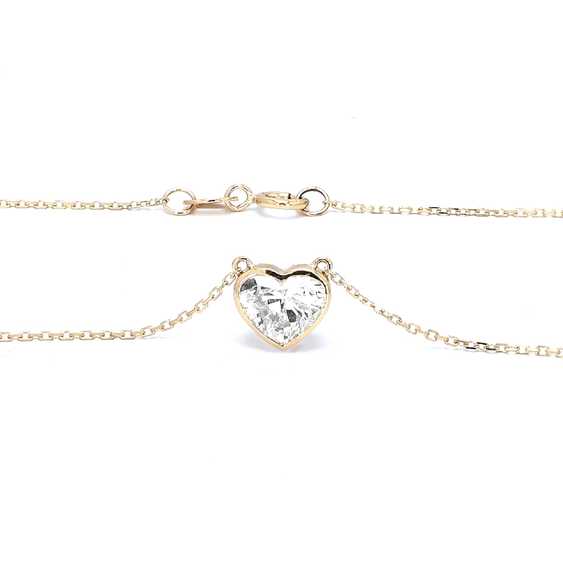 Solitaire Heart Cut Bezel Open Bottom Dual Bail Lab Diamond Necklace