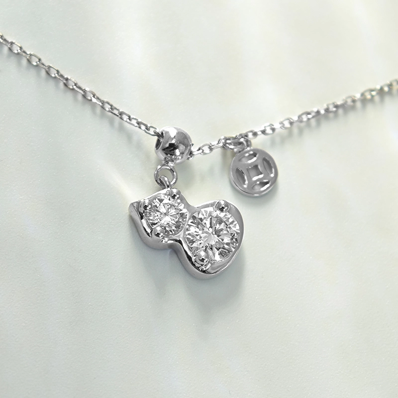 Two Round Cut Stone Gourd Motif Lab Created Diamond Necklace