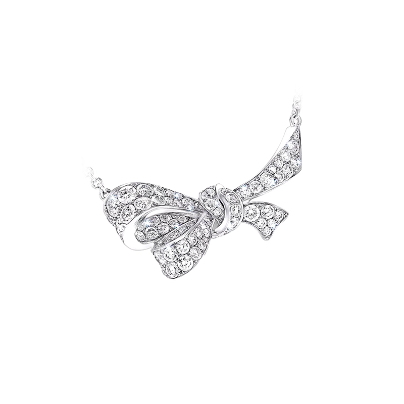 Bow Knot Motif Full Pave Inside & Outside Ethical Lab Diamond Necklace