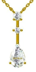 Alternating Three Stone Bar Drop Lab Created Diamond Pendant Yellow Gold Necklace