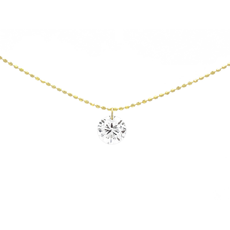 Round Cut Solitaire Pierced Ethical Lab Created Diamond Necklace