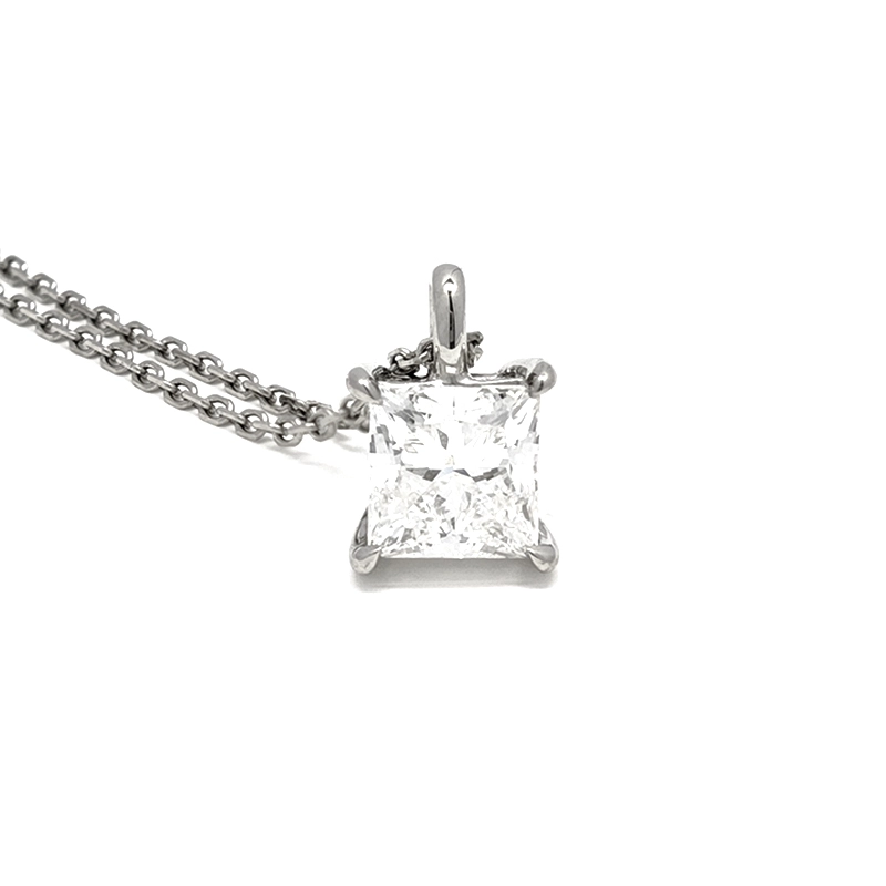 Classic 4 Prong Princess Cut Ethical Lab Diamond Pendant Necklace