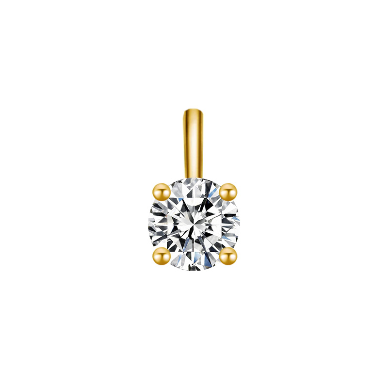 Four Bead Shaped Prong Solitaire Round Cut Floating Set Diamond Pendant