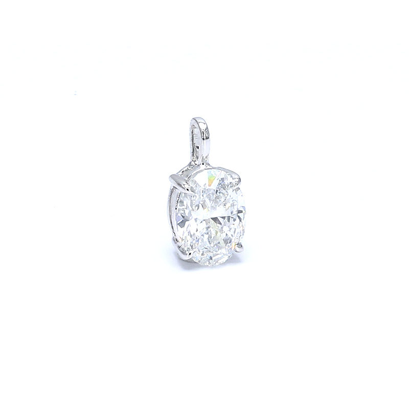 Oval Cut Four-Prong Man Made Diamond Minimalist Solitaire Bail Pendant Charm