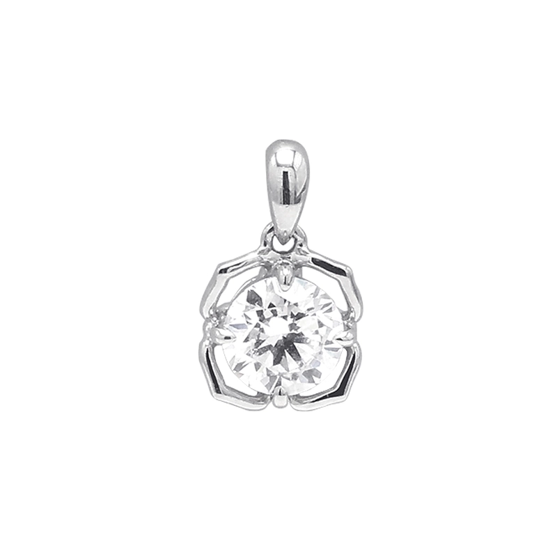 1 ct. Minimalist Openwork Petal Solitaire Lab Diamond Pendant in White Gold