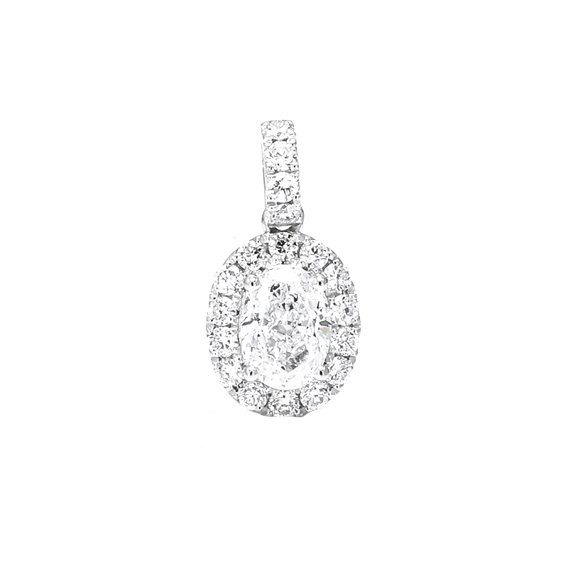 Classic Luxe Oval Cut Halo Lab Grown Diamond Pendant