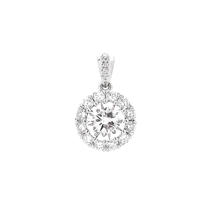 Premium Snowflake Round Halo Sparkling Lab Diamond Pendant