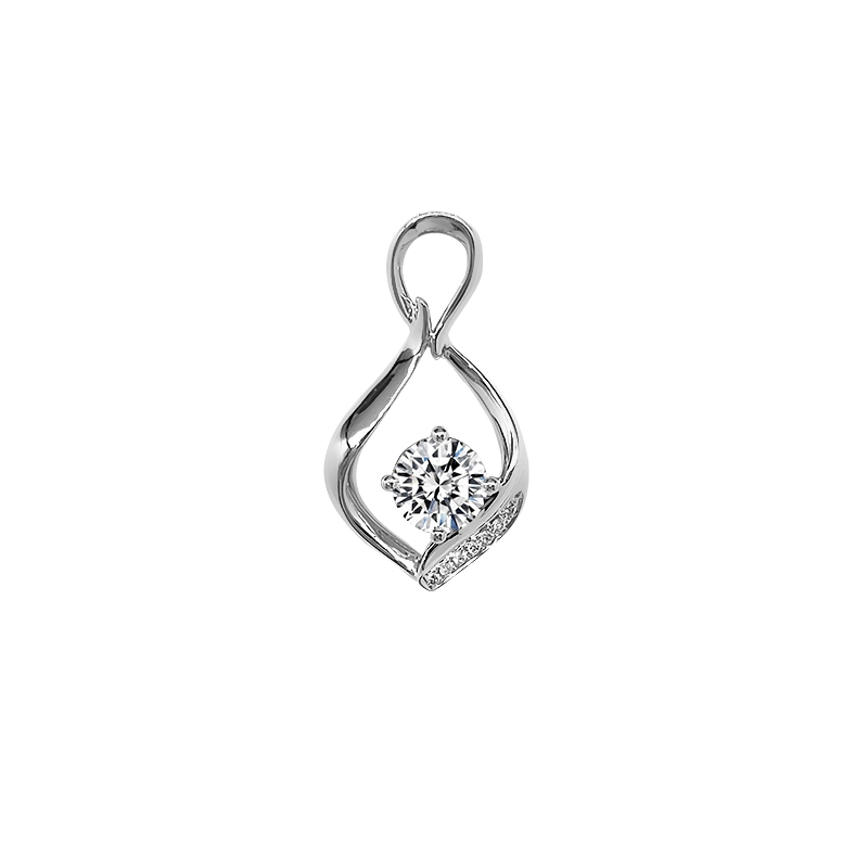 Teardrop Frame Pavé Synthetic Diamond Round Solitaire Pendant Charm
