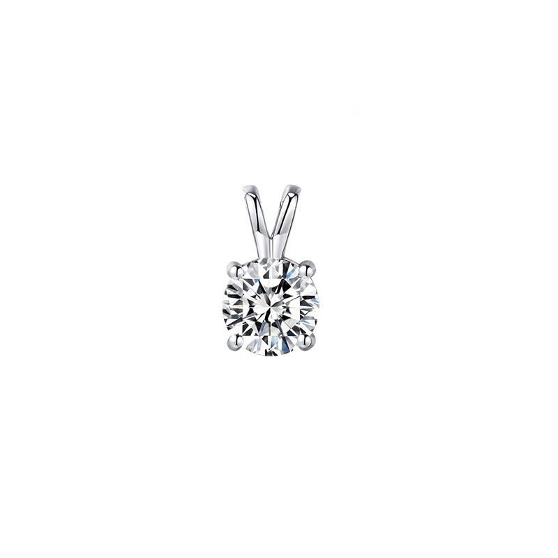 Classic Four-Prong Round Synthetic Diamond Solitaire Bail Pendant Charm