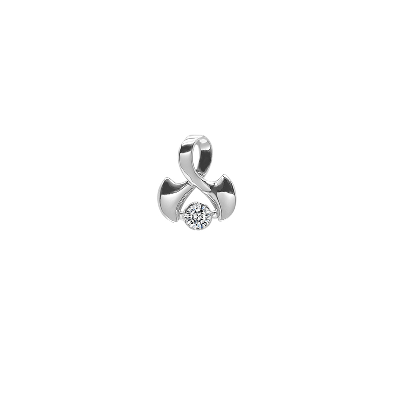 Ribbon Wrap Round Lab Grown Diamond Solitaire Mini Pendant Charm