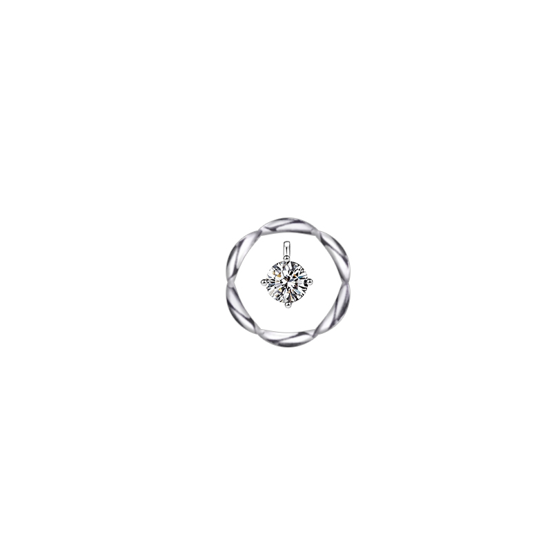 Minimalist Twisted Circle Solitaire Lab Diamond Pendant in White Gold