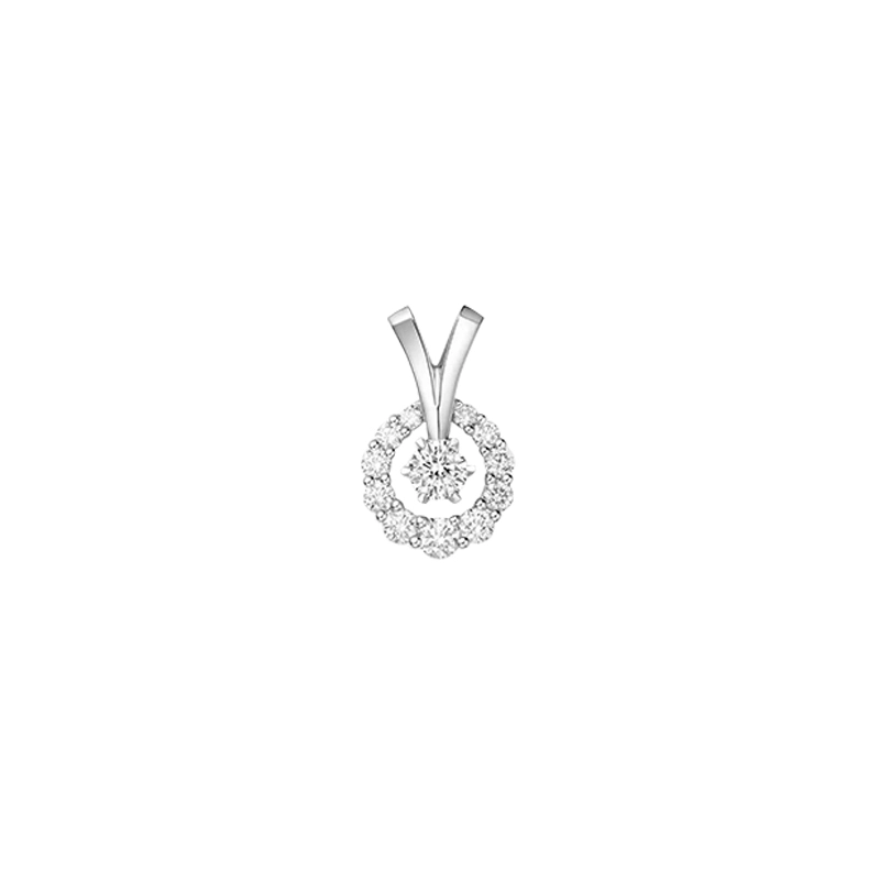 0.77 ct. tw. V-Bail Circle Halo Lab Grown Diamond Pendant in White Gold