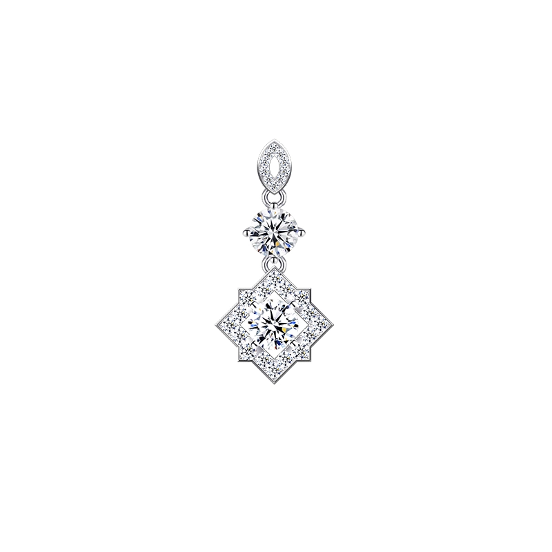 1.35 ct. tw. Geometric Star Two Lab Grown Diamond Pendant with Art Deco Halo
