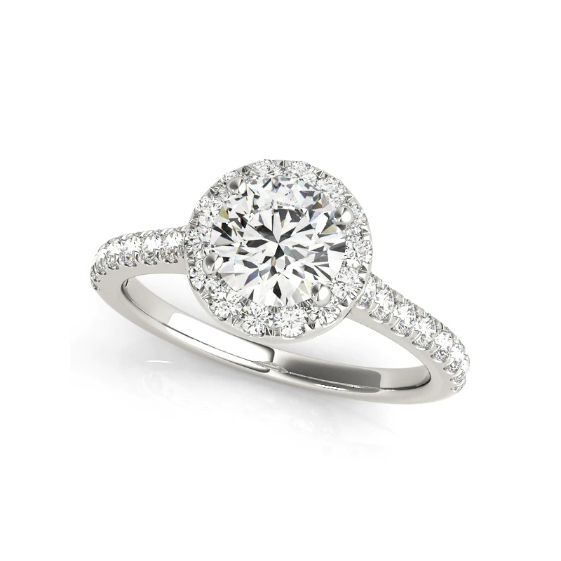 4 Hidden Prong Round Main Stone Halo Lab Diamond Engagement Ring