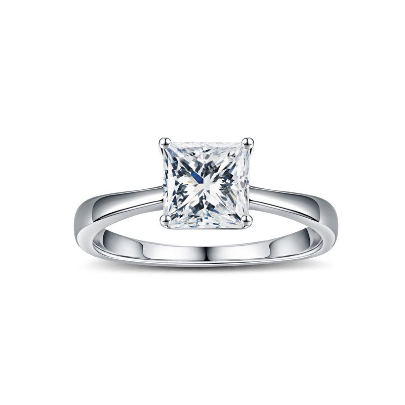 4 Prong Princess Cut Comfort Fit Lab Grown Diamond Ring With Plain Polished Shank