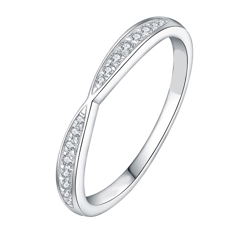 Minimalist Leaf-Shaped One-Thirds Pave Lab Diamonds Anniversary Ring