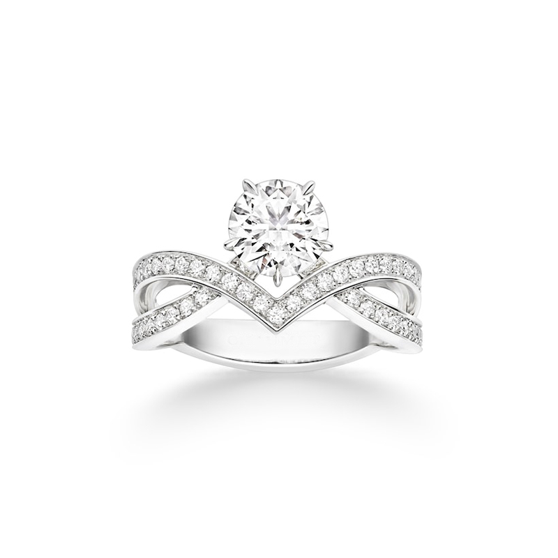 5 Prong Solitaire Lab Cultured Diamond Engagement Ring With Twisted Split Shank