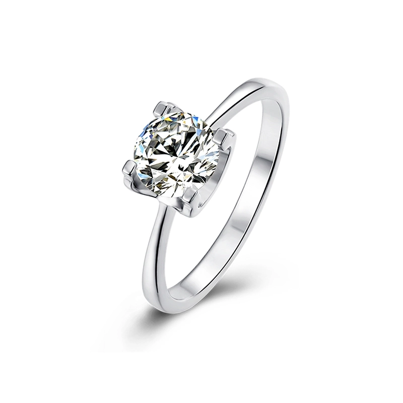 4 Prong Bull Head Solitaire Diamond Engagement Ring With Tapered Shank