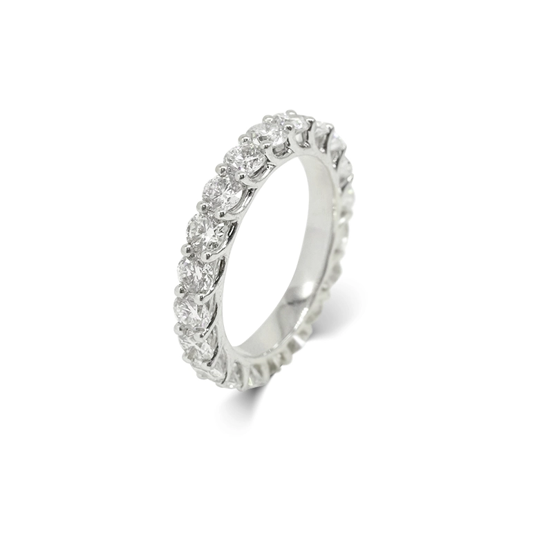 Eternity Continuous Pave Shared Prong Round Cut Lab Diamond Ring