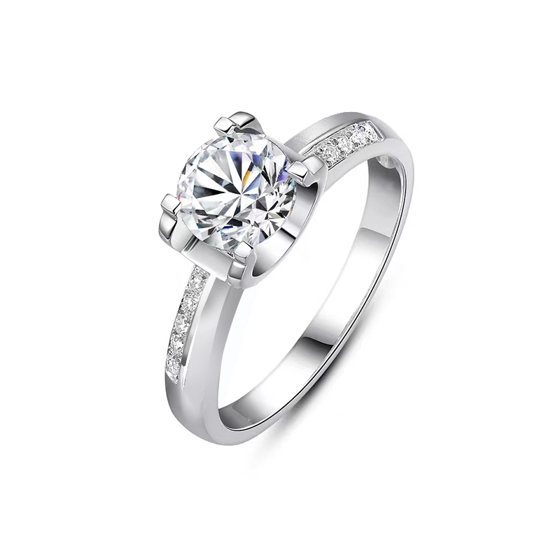 Eternity Bullhead Cultivated Diamond Ring With Asymmetrical Channel Pave Shoulder Shank