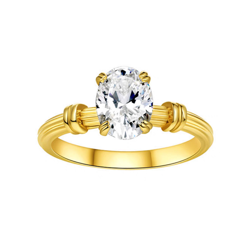 Oval Cut Solitaire 4 Split Prong Engagemeint Ring With Dual Knotted Multi-Wire Twist Shoulders