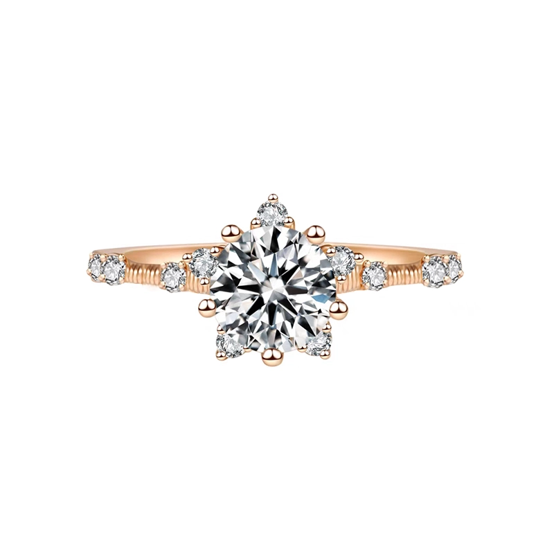 Snowflake Cultivated Diamond Ring With Twisted Rope & Accents Shank