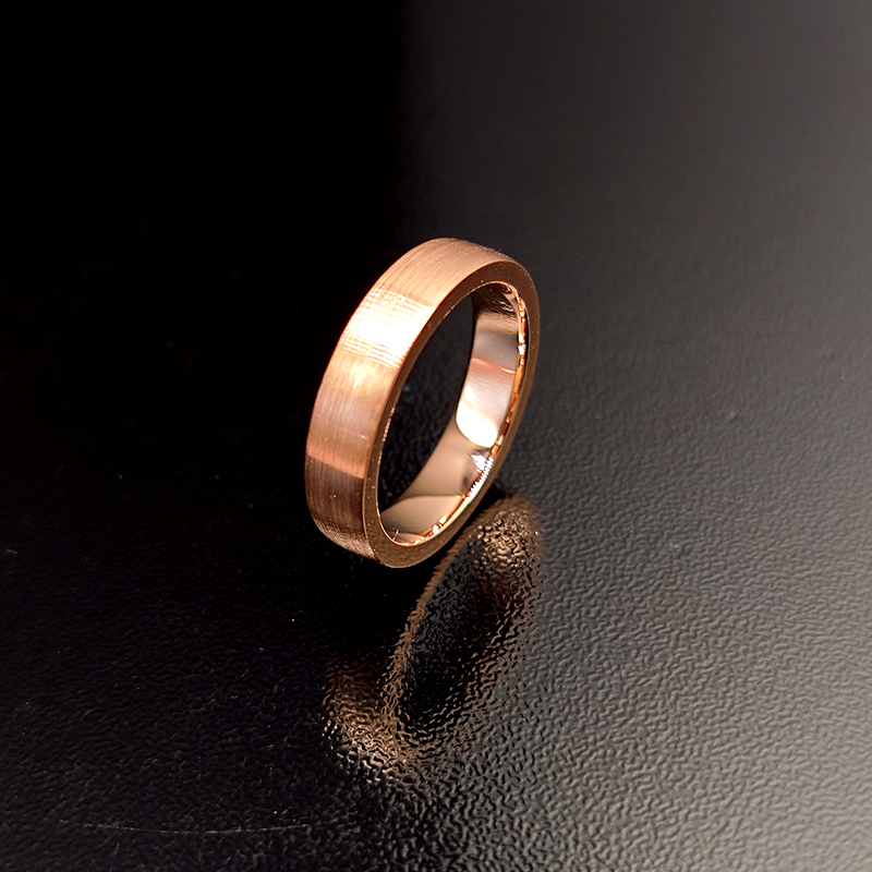 Men's Perfect Fit Matte Brushed Textured Surface Wedding Band In Rose Gold