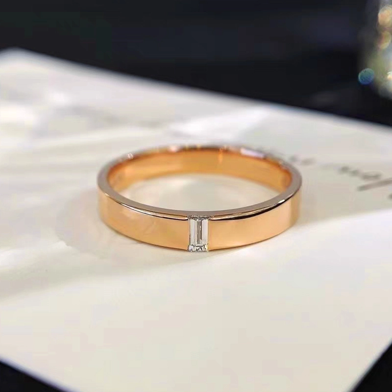 Eternity Men's Wedding Flat Band With A Tiny Emerald Diamond Flush Setting