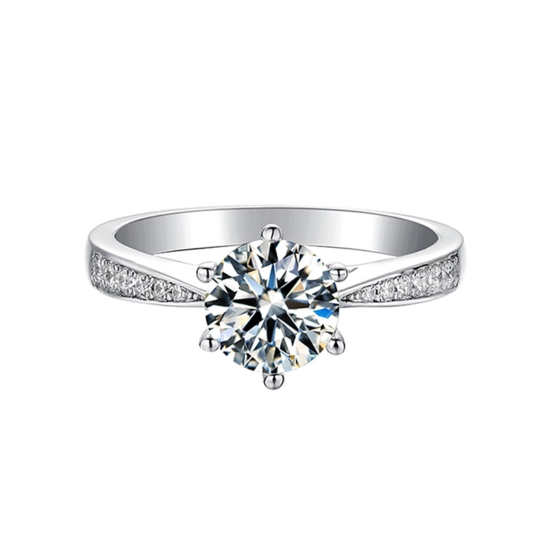 Classic Round Cut Pave Accent White Gold Lab Grown Diamond Solitaire Ring