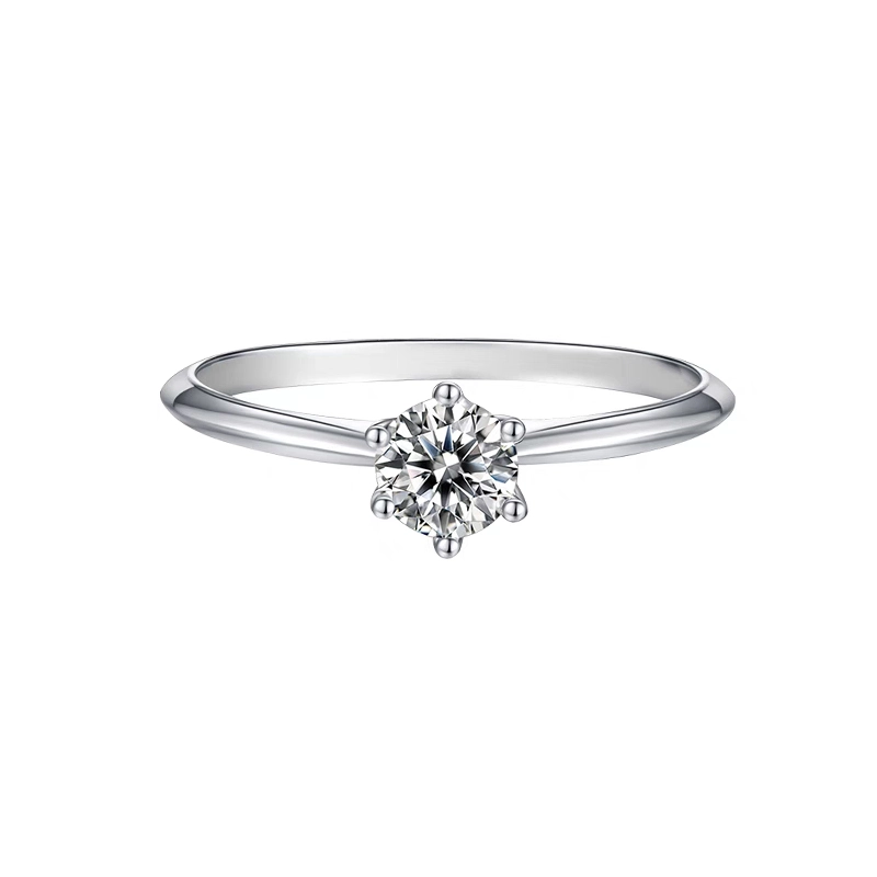Classic Minimalist Solitaire Round Cut Diamond Ring With Inner double bezel raised edge Shank