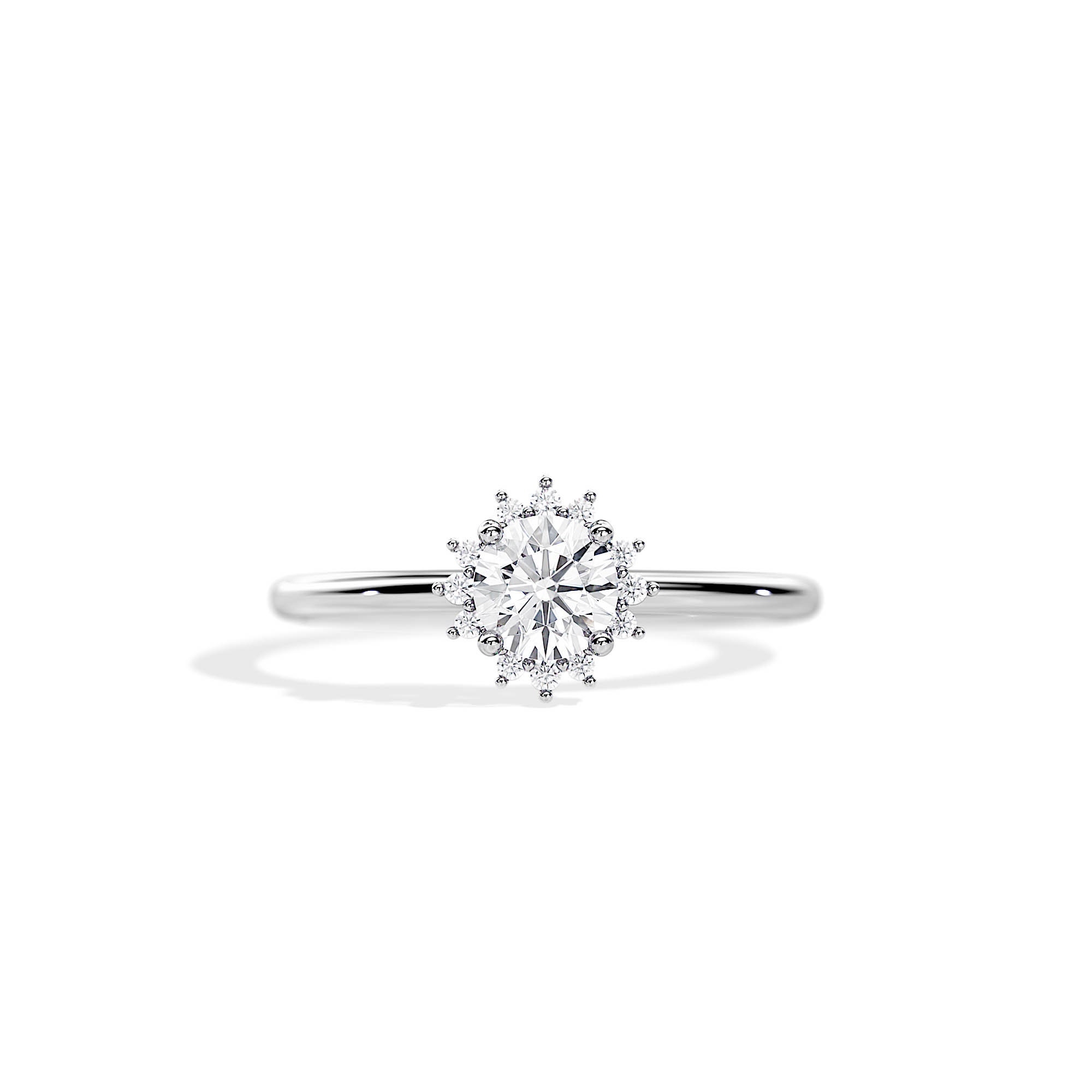 0.5 Carat Snowflake Halo Cultivated Diamond Engagement Ring with Plain Band