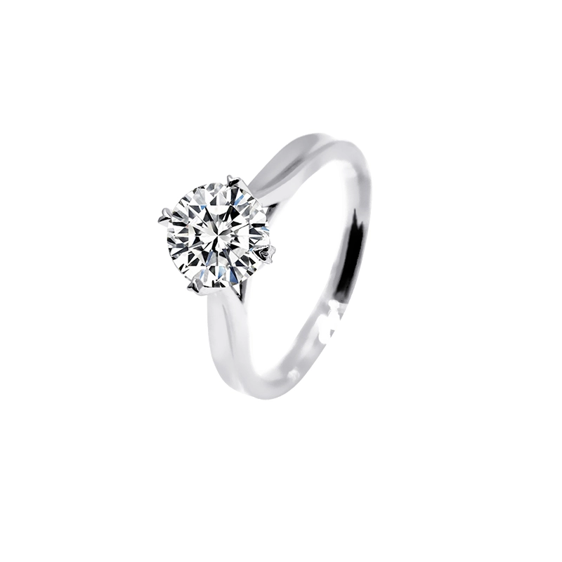 Minimalist 4 Heart Shaped Prong Solitaire Diamond Ring With Plain White Gold Shank